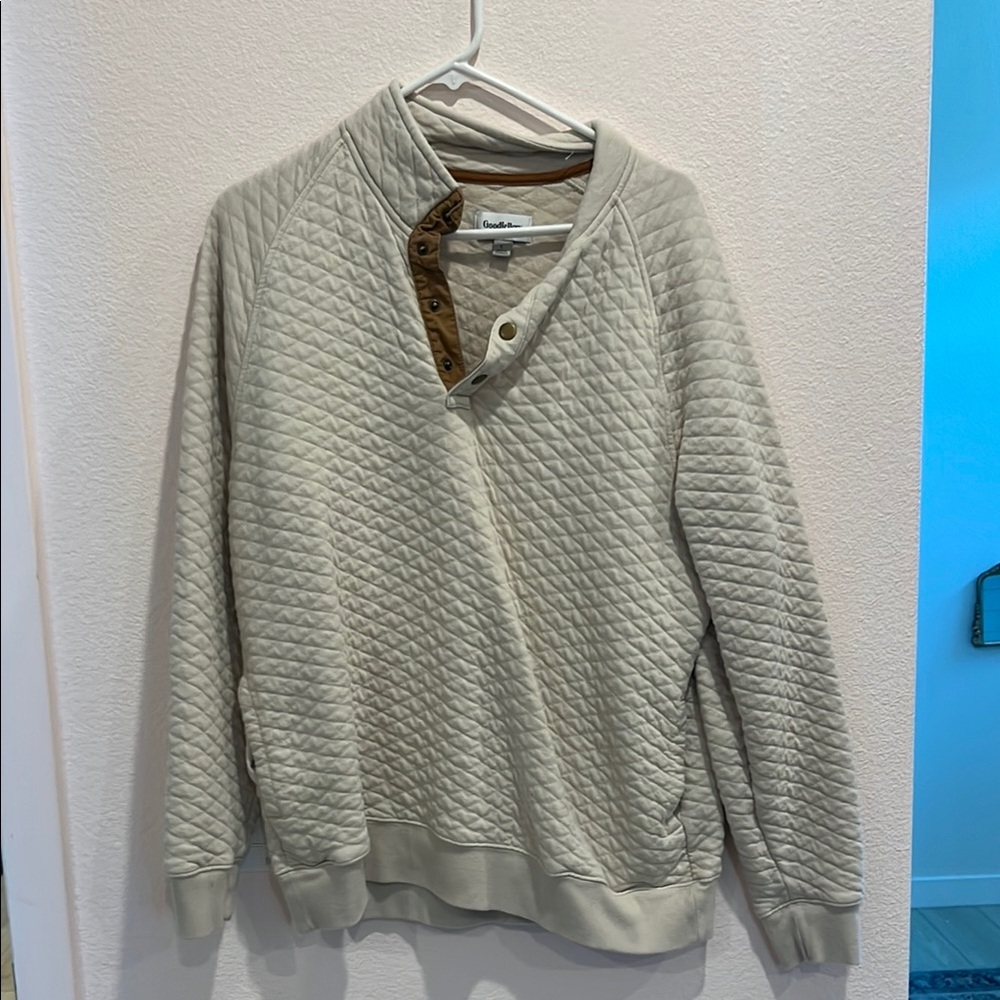 Goodfellow & Co Men's Beige Quilted Zip-Up Sweater